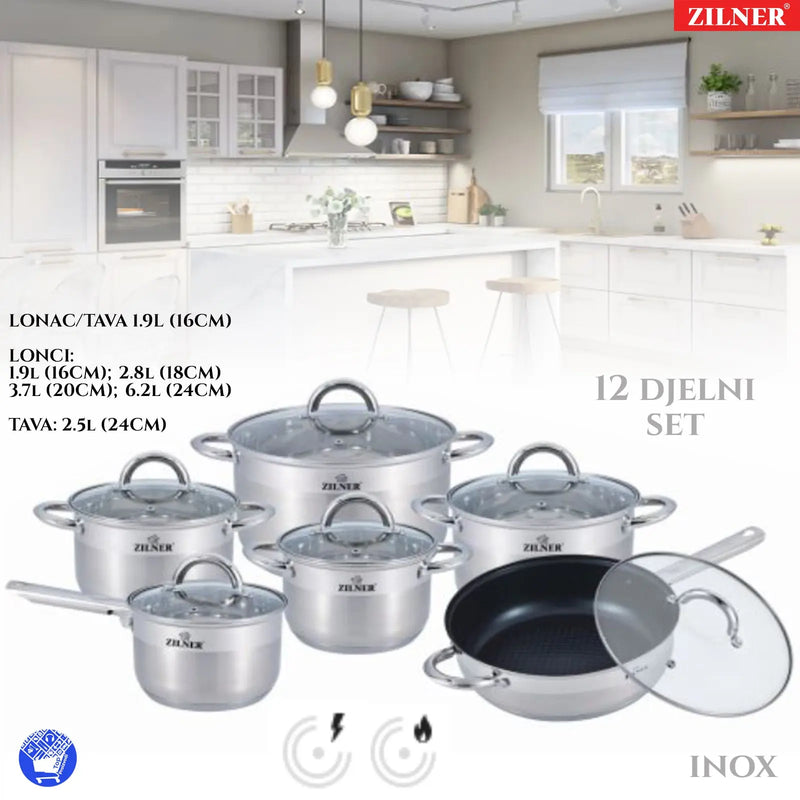 VRHUNSKI INOX 18/10 ZILNER SET LONACA 12 DJELNI Outlet Prodaja