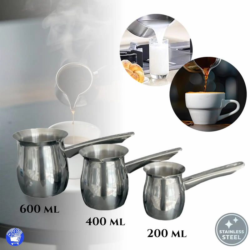 SET OD 3X POSUDE ZA PRIPREMANJE KAVE INOX 200/400/600ml Outlet Prodaja